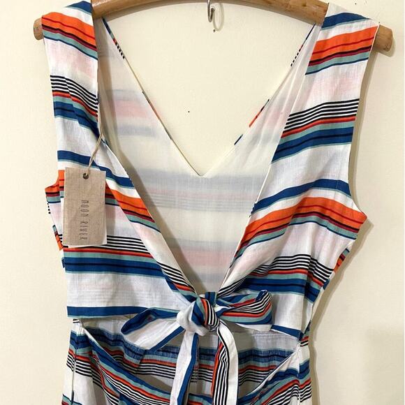NWT Anthropologie Jumpsuit Linen Striped Sleeveless Cropped Pockets size Large - Picture 7 of 8